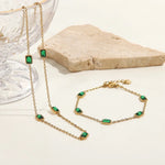 Load image into Gallery viewer, 18kt Gold Plated Rectangle Emerald Zircon Necklace, Navi
