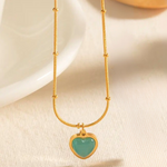 Load image into Gallery viewer, 18kt Gold Plated Opal Heart Necklace, Valentino