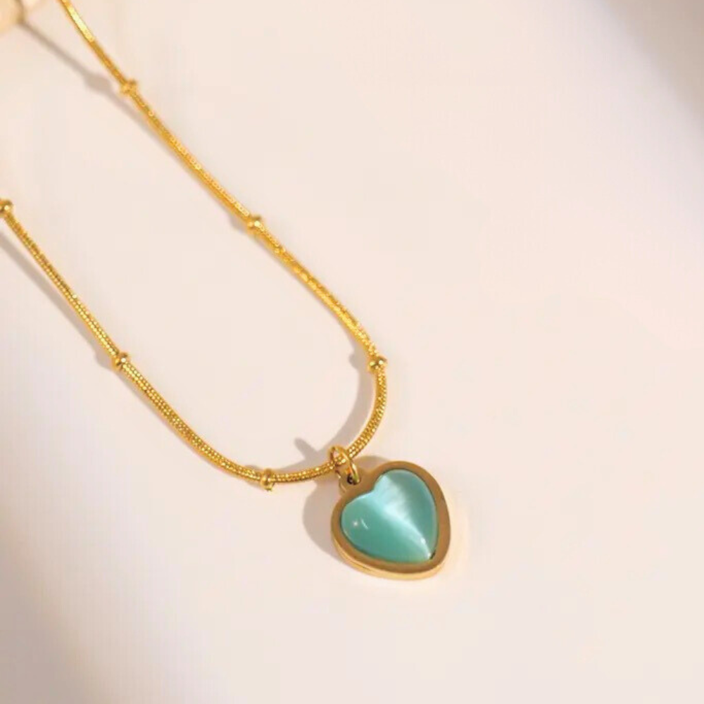 18kt Gold Plated Opal Heart Necklace, Valentino