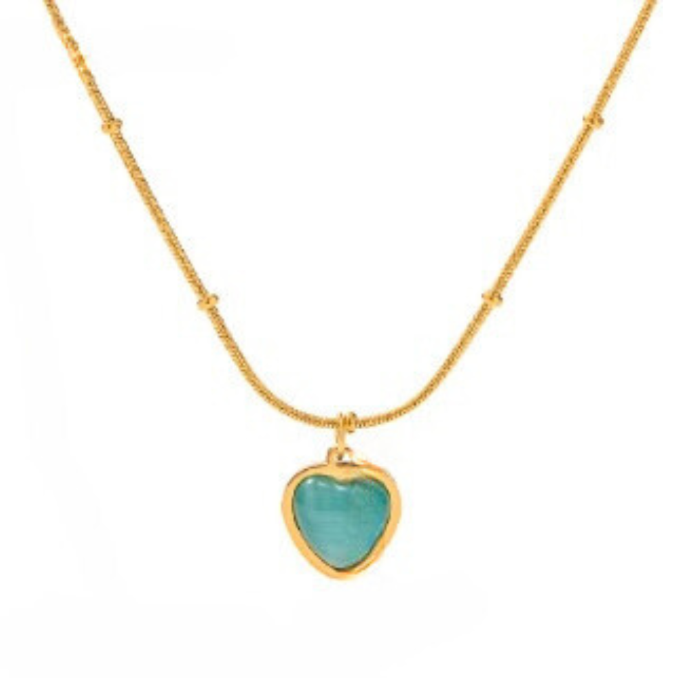 18kt Gold Plated Opal Heart Necklace, Valentino