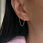 Load image into Gallery viewer, 18kt Gold Plated Dainty &amp; Chic Double Piercing Cartilage Chain Earrings, Eka (single side earring)
