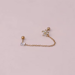 Load image into Gallery viewer, 18kt Gold Plated Dainty &amp; Chic Double Piercing Cartilage Chain Earrings, Eka (single side earring)
