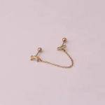Load image into Gallery viewer, 18kt Gold Plated Dainty &amp; Chic Double Piercing Cartilage Chain Earrings, Eka (single side earring)
