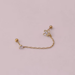 Load image into Gallery viewer, 18kt Gold Plated Dainty &amp; Chic Double Piercing Cartilage Chain Earrings, Eka (single side earring)
