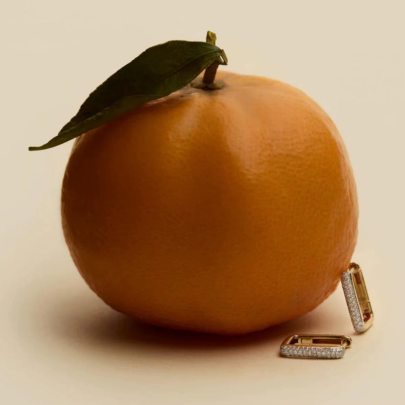 18KT Gold Plated Dainty Zircon Studded Rectangular Stainless Steel Waterproof Earrings, Maisha