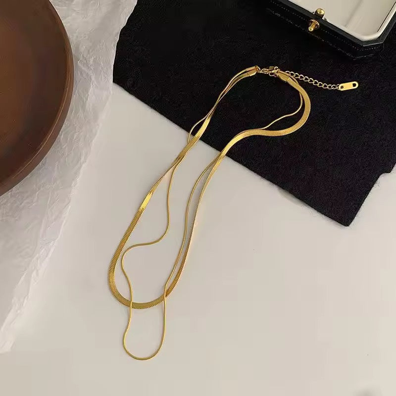 18 KT gold plated Herringbone and Rope Necklace, Sabya