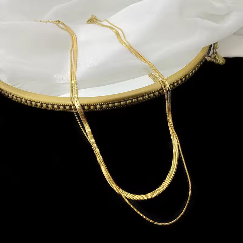 18 KT gold plated Herringbone and Rope Necklace, Sabya