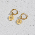 Load image into Gallery viewer, 18Kt Gold Plated Monsoon Star and Moonstone Earrings, Coral
