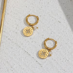 Load image into Gallery viewer, 18Kt Gold Plated Monsoon Star and Moonstone Earrings, Coral
