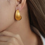 Load image into Gallery viewer, 18kt Gold Plated Textured Chunky Waterdrop Earrings, Tira - Inaya Accessories