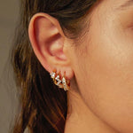 Load image into Gallery viewer, 18kt Gold Plated Demi Fine Multiple White Zircon Piercing Huggie Earrings, Betty
