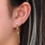 Load image into Gallery viewer, 18kt Gold Plated Demi Fine Tripple White Zircon Piercing Chain Earrings, Lacey
