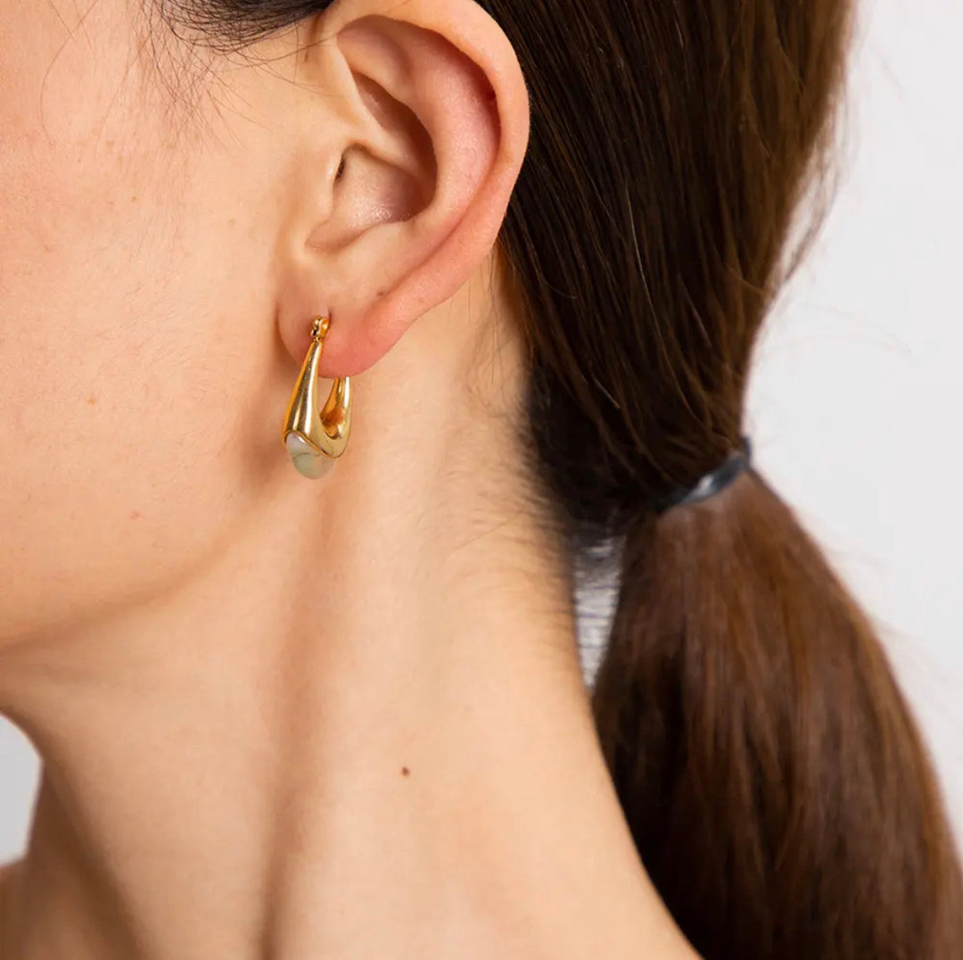 18kt Gold Plated Bali Raisin Hoop Earrings, Remy - Inaya Accessories
