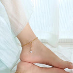 Load image into Gallery viewer, 18kt Gold Plated Paperclip Zircon Heart Droplet Demi Fine Anklet, Blake
