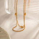 Load image into Gallery viewer, 18kt Gold Plated Double Layered Bead Chain, Elle - Inaya Accessories