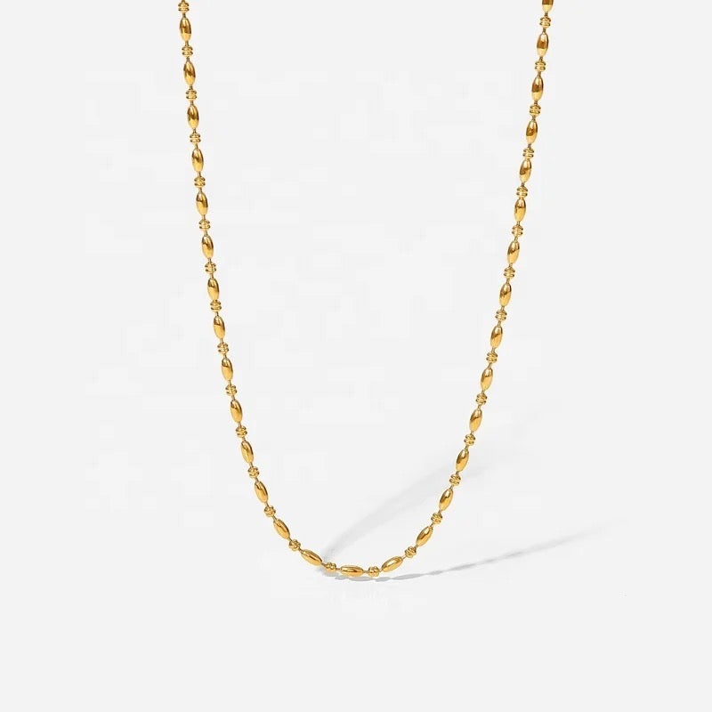 18kt Gold Plated Beaded Ball Chain Necklace, Lydia - Inaya Accessories