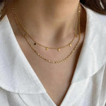 Load image into Gallery viewer, 18kt Gold Plated Double Layered Beaded Diamond Necklace, Mia - Inaya Accessories
