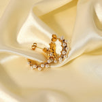 Load image into Gallery viewer, 18kt Gold Plated Pearl Cubic Zirconia Hollow Hoop Earrings, Mahi