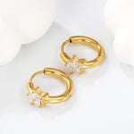 Load image into Gallery viewer, 18kt Gold Plated Demi Fine White Zircon Star Shaped Piercing Huggie Earrings, Alis
