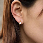 Load image into Gallery viewer, 18kt Gold Plated Demi Fine White Zircon Water Drop Piercing Huggie Earrings, Arya
