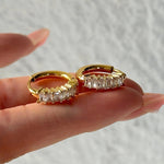 Load image into Gallery viewer, 18kt Gold Plated Demi Fine Multiple White Zircon Piercing Huggie Earrings, Betty
