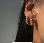 Load image into Gallery viewer, 18kt Gold Plated Demi Fine Multiple White Zircon Piercing Huggie Earrings, Betty
