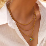 Load image into Gallery viewer, 18kt Gold Plated Devil&#39;s Eye Three Layered Necklace, Yasmin
