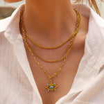 Load image into Gallery viewer, 18kt Gold Plated Devil&#39;s Eye Three Layered Necklace, Yasmin
