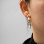 Load image into Gallery viewer, 18kt Gold Plated C shaped Statement Pearl Hoop Earrings, Maeve