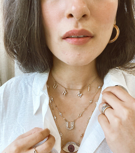 Customised initial name necklace   inaya accessories