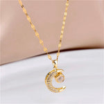 Load image into Gallery viewer, 18kt Gold Plated Cubic Zirconia Crescent Love Necklace, Farida Jalal
