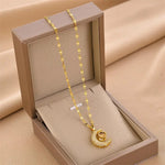 Load image into Gallery viewer, 18kt Gold Plated Cubic Zirconia Crescent Love Necklace, Farida Jalal
