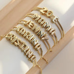Load image into Gallery viewer, Personalised 18KT Gold Plated Waterproof Plain Bubble Initial Name Bracelet
