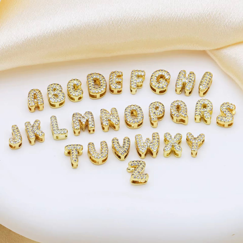 Personalised 18KT Gold Plated Waterproof Diamond Bubble Initial Name Bracelet