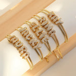 Load image into Gallery viewer, Personalised 18KT Gold Plated Waterproof Diamond Bubble Initial Name Bracelet
