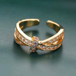 Load image into Gallery viewer, 18kt Gold Plated Infinity Zircon Studded Statement Diamond Ring, Lea
