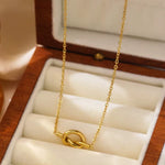 Load image into Gallery viewer, 18kt Gold Plated Simple Heart knot Collarbone Chain Necklace, Lily
