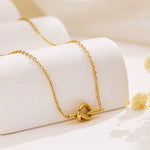 Load image into Gallery viewer, 18kt Gold Plated Simple Heart knot Collarbone Chain Necklace, Lily
