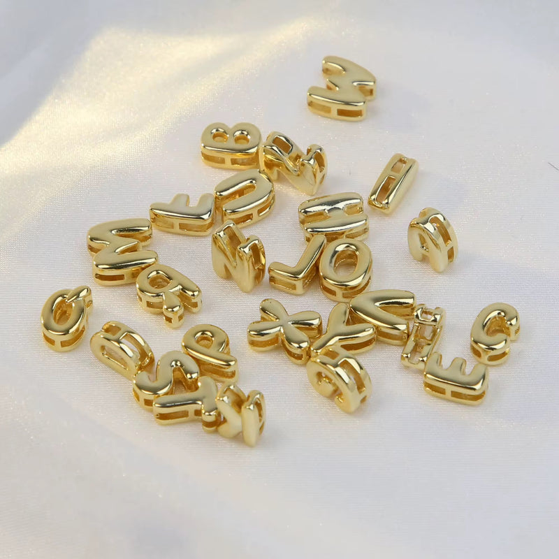 Personalised 18KT Gold Plated Waterproof Plain Bubble Initial Name Bracelet