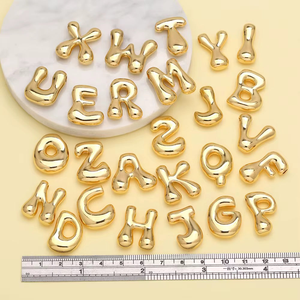 18kt gold plated waterproof statement bubble initial pendant necklace