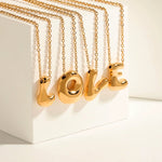 Load image into Gallery viewer, 18KT Gold Plated Waterproof Statement Bubble Initial Pendant Necklace
