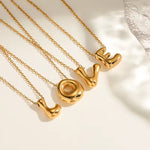 Load image into Gallery viewer, 18KT Gold Plated Waterproof Statement Bubble Initial Pendant Necklace
