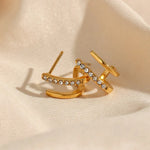Load image into Gallery viewer, 18KT Gold Plated 2 In 1 Piercing Earrings, Irena - Inaya Accessories
