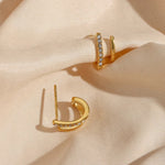Load image into Gallery viewer, 18KT Gold Plated 2 In 1 Piercing Earrings, Irena - Inaya Accessories