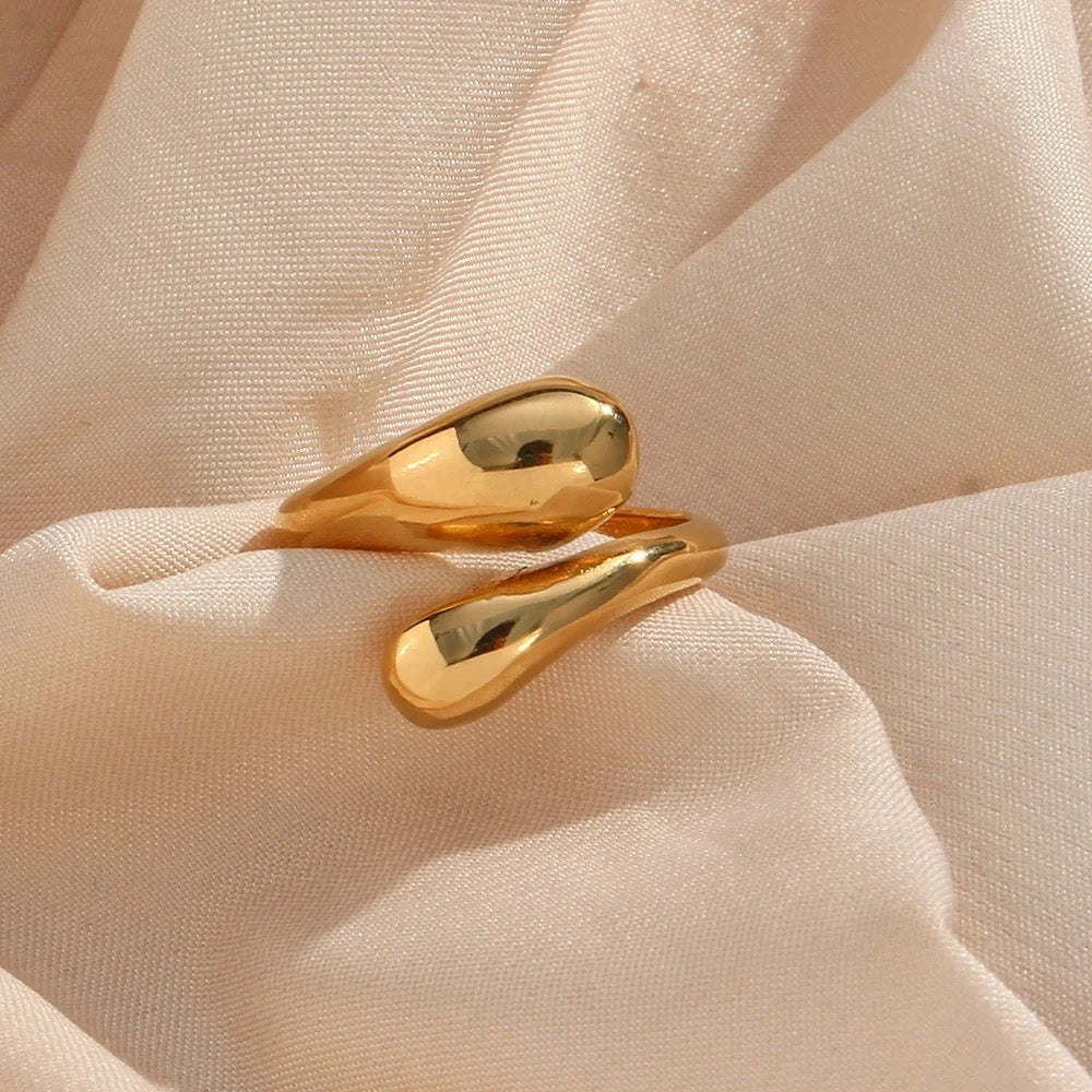 18kt Gold Plated Adjustable Hug Ring, Michelle - Inaya Accessories