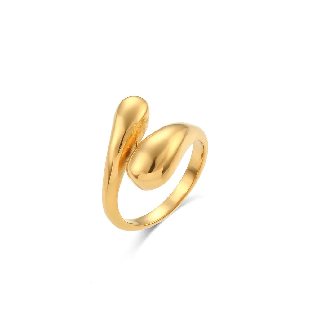 18kt Gold Plated Adjustable Hug Ring, Michelle - Inaya Accessories