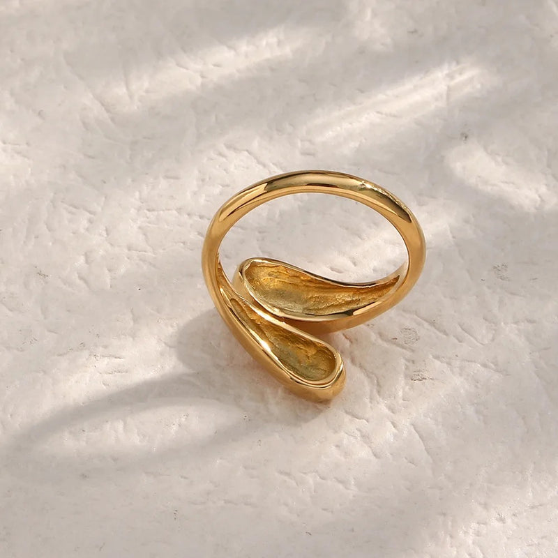 18kt Gold Plated Adjustable Hug Ring, Michelle - Inaya Accessories