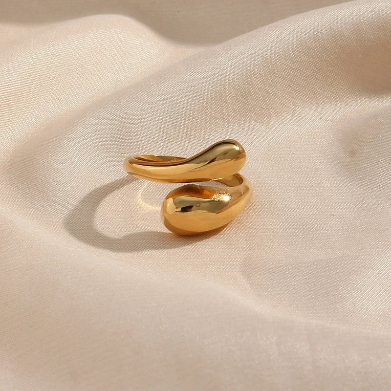 18kt Gold Plated Adjustable Hug Ring, Michelle - Inaya Accessories