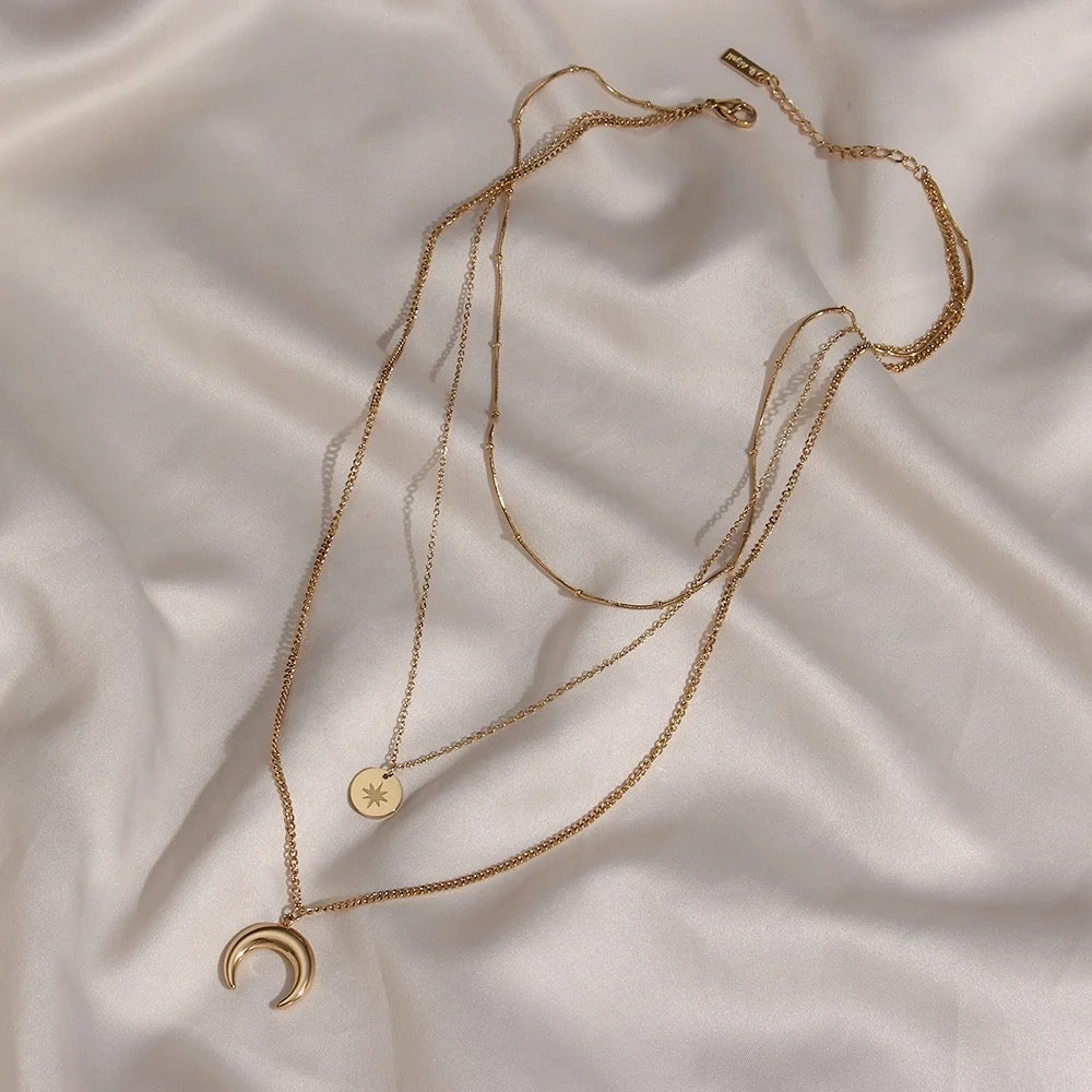 Sleek Layered Necklace, Serena - Inaya Accessories