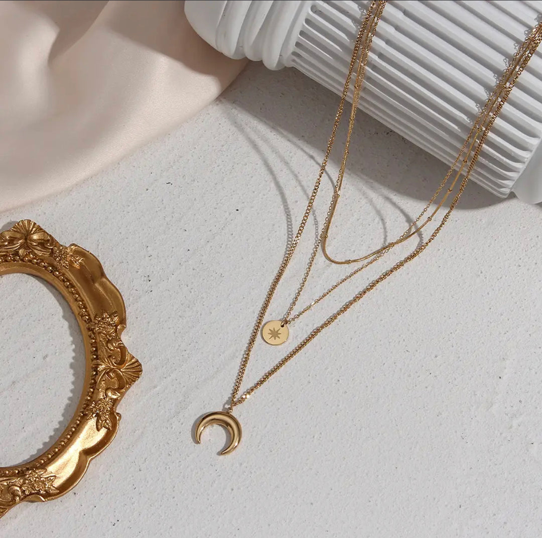 Sleek Layered Necklace, Serena - Inaya Accessories